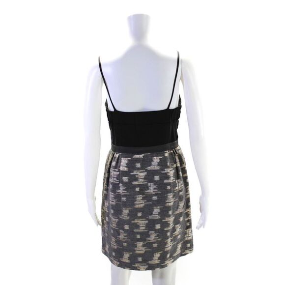 Vena Cava Women Metallic Jacquard Mini Sleeveless Sheath Dress Black Gold Size 4 - Picture 3 of 4